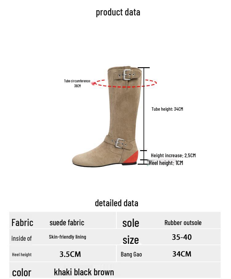 Korean Style Belt Buckle Mid-Calf Western Boots: Trendy, Comfortable & Versatile for Winter 2025 with High Socks.