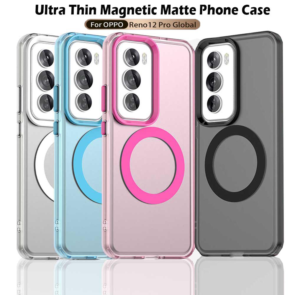 Magsafe Matte Phone Case For Oppo Reno12 Reno12 Pro 5G Protective Case Magnetic Wireless Charging Shockproof Back Cover