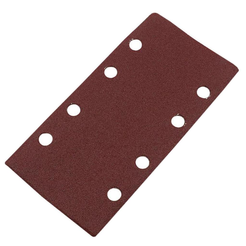 8 Holes Rectangular Sanding Pads 40/60/80/100/120/180/240 Grits Self-adhesive Flocking Sandpaper Hook and Loop Pads