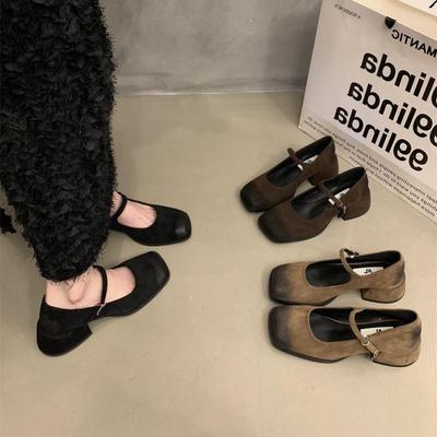 Marque tendance Chaussures Mary Jane françaises à talons hauts automne et hiver nouvelles mocassins rétro chaussures simples chaussures noires pour femmes