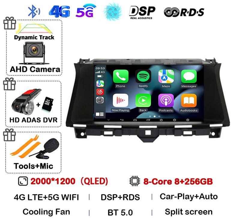 Android 14 Carplay Auto Wifi+4G For Honda Accord 8 Europe Spirior 2009-2013 Car Radio Multimedia Player GPS Stereo Head Unit DSP