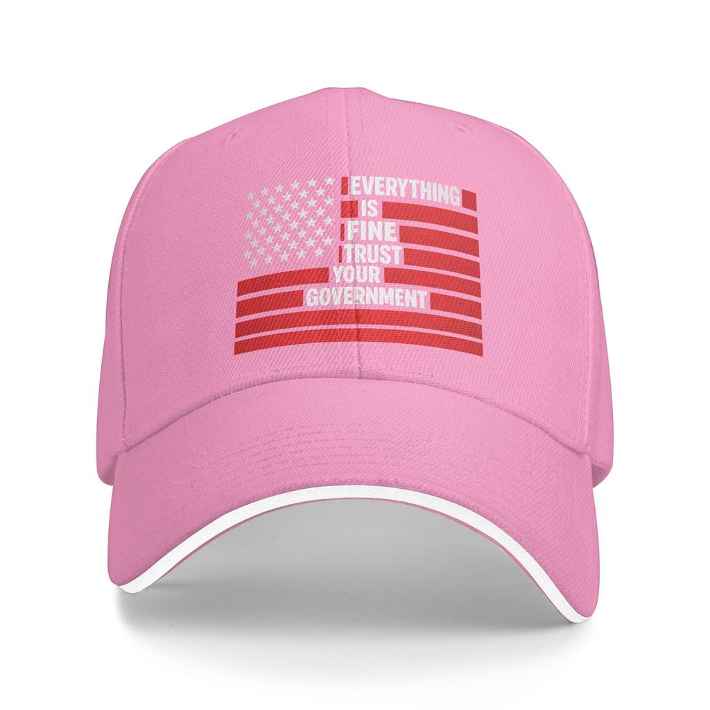 Summer Casual Baseball Cap Vintage Everything Is Fine Trust Your Government Flag Meme Kpop Rock Trucker Hat Men Baseball Caps