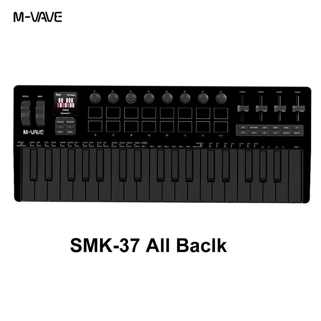 M-VAVE SMK-37 37 Key PRO MIDI Keyboard Controller with 16 RGB Pads & 8 Knobs Supports Wireless Connection to Multiple System