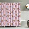 Bathroom Shower Curtain Set with Candy Cane Pattern for Christmas Decorations Pink Waterproof Fabric for Bathrooms