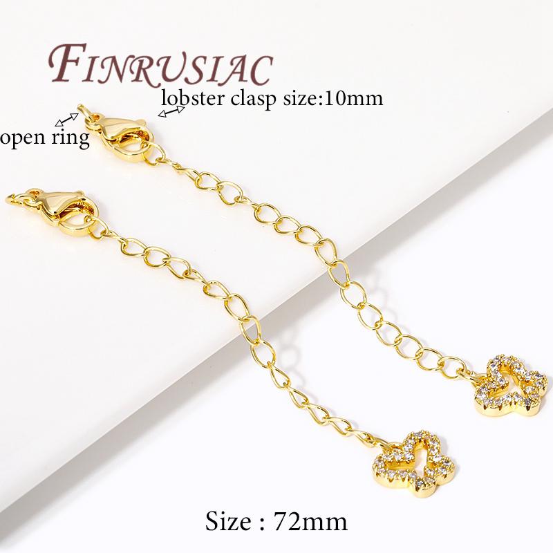 

18K Gold Plated Connectors For Jewelry,Extension Extender Tail Chains with Lobster Clasps For Jewelry,DIY Bracelets Accessories 2 pieces