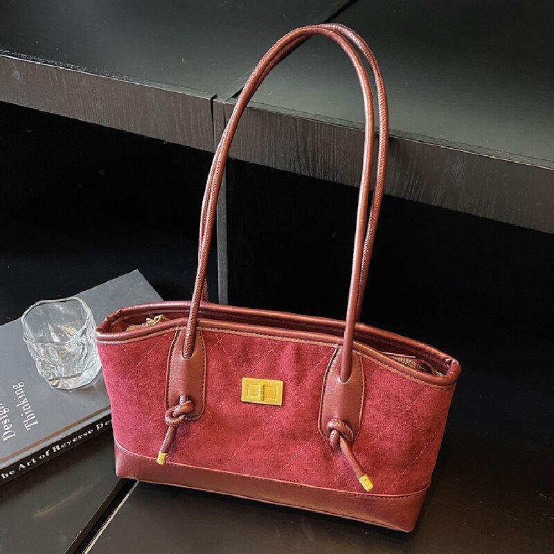 Retro matte small bag women's new fashion contrasting colors autumn and winter popular commuter shoulder bag