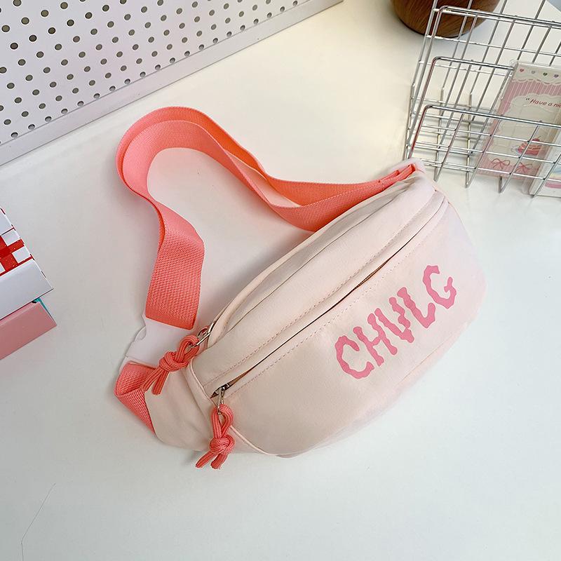Sports Chest Bag Women's New Printing Small Fresh and Casual Joker Cycling Backpack Mobile Phone Canvas Slung Pockets.