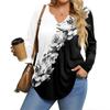 Womens Plus Size Long Sleeve Shirts  V Neck Tunic Tops Basic Loose Fit Tee Tops