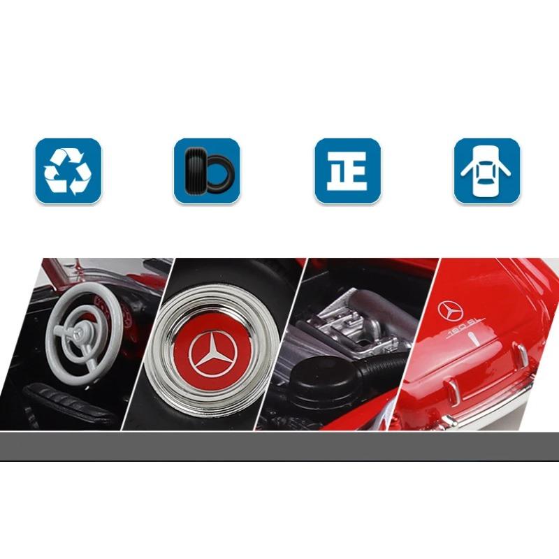 Welly 1/24 1955 Mercedes Benz 190 SL Alloy Scale Model Car Diecast Metal Car Model Statc Collection Kids Toy Car Vehicle Gift