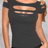 Premium Quality Summer Women's T-shirt Short Sleeve Broken Style Stretch Blouse For Nightclub