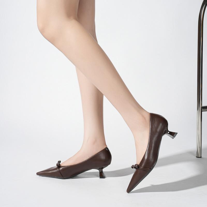 A Spring and Autumn new high heels women's thin heels pointed head sexy light mouth bow high sense