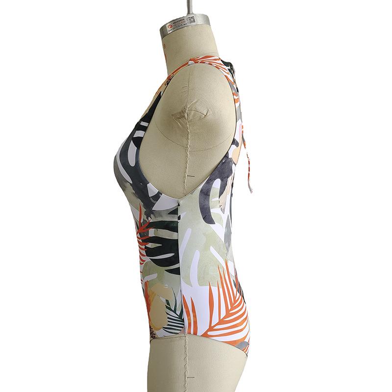 Tropical Print One-Piece Swimsuit 2023: European and American Style