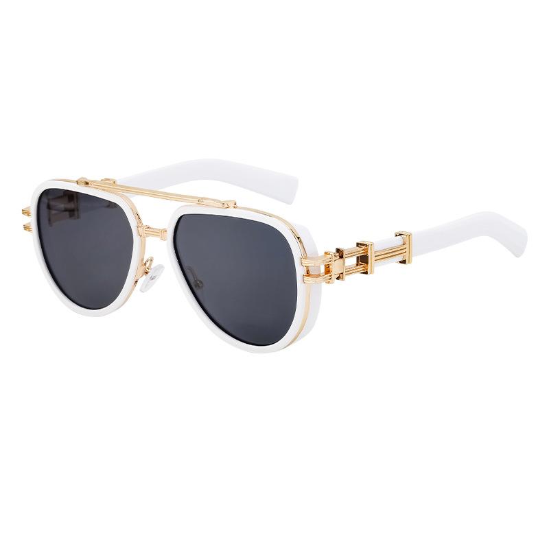 JYL TS Мужские Ретро Металлические Двойной Мост - Панк Поляризационные Очки ZS-98243P c-2689 ярко-фиолетовый