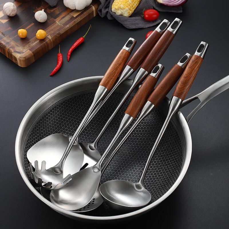 ZISIZ Rosewood Handle 304 Stainless Steel Spatula