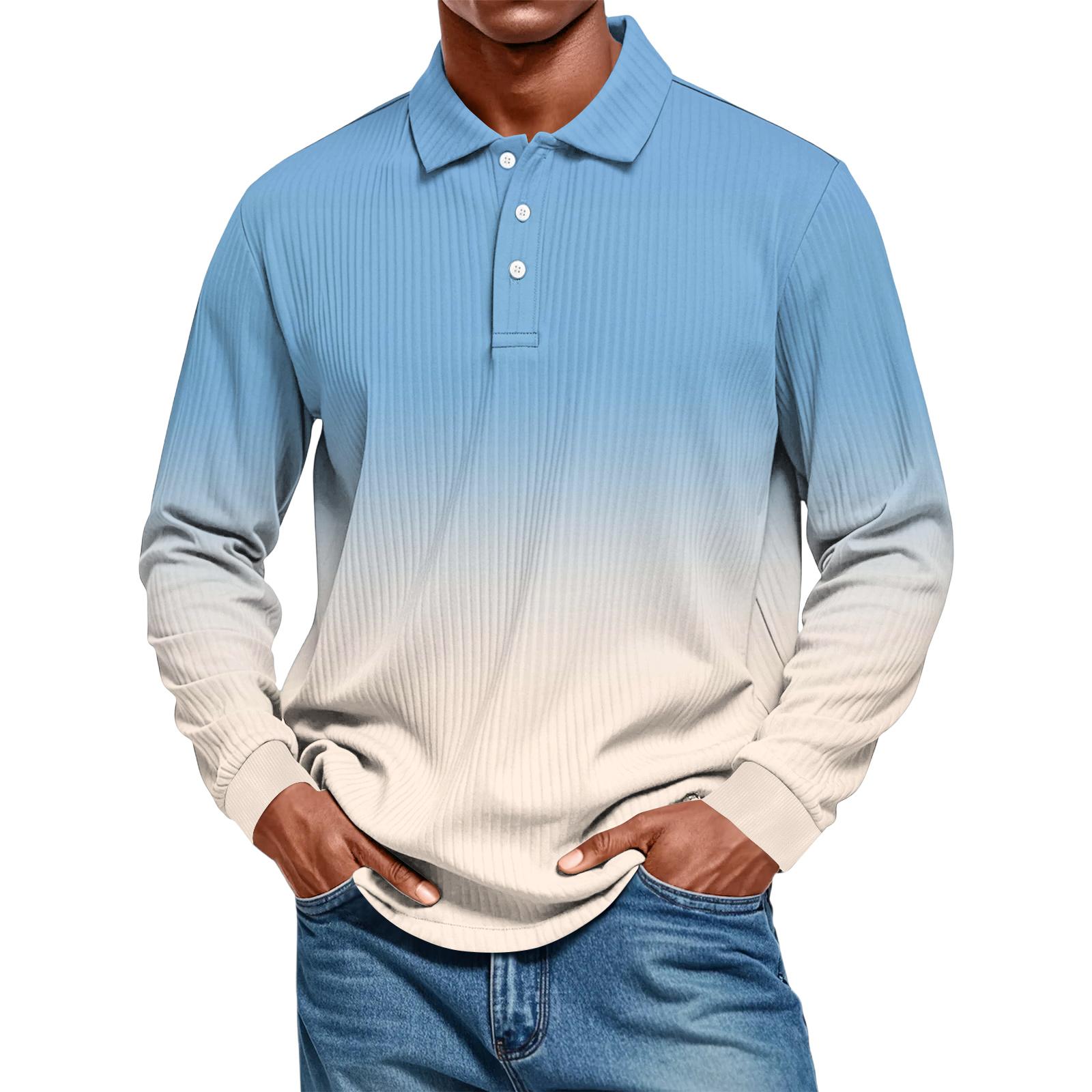 

Мужская повседневная рубашка свободного кроя однотонная с длинным рукавом M