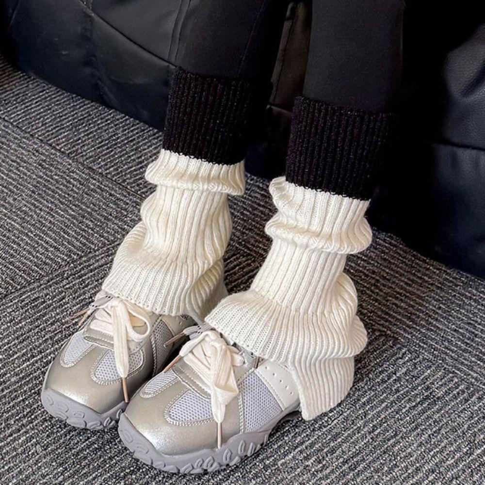 Harajuku Children's Leg Warmers Japanese Style Knitted Foot Cover Fashion Kids Long Socks  Winter