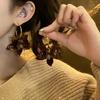 Silver needle resin flower pendant earrings retro niche fashion temperament versatile stud earrings light luxury high-end earrings women
