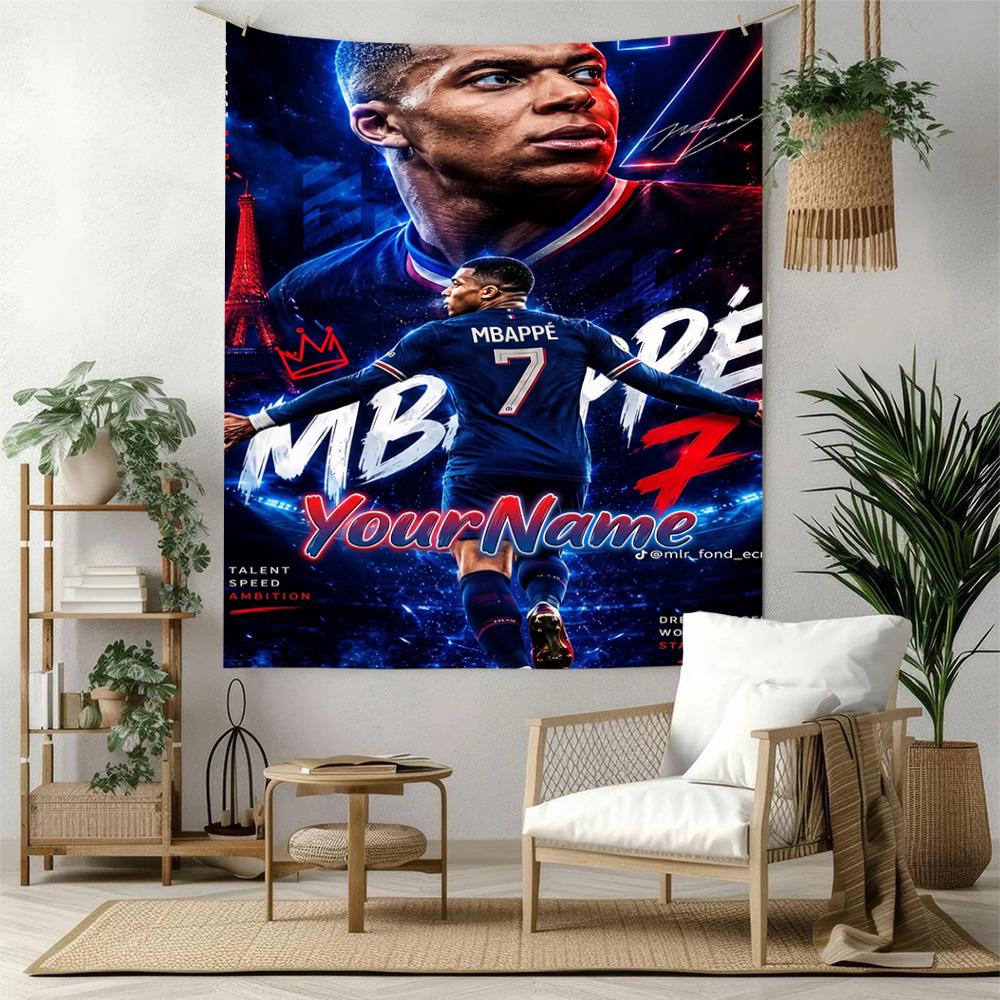 Mbappe Custom Your Name Wall Decor Tapestry Art For Pet Memorial Birthdaywedding Party Backdrop Family Gift