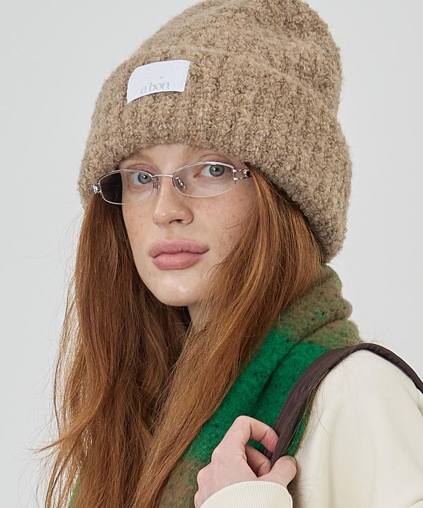 THE-ABON Bold Boucle Beanie Black