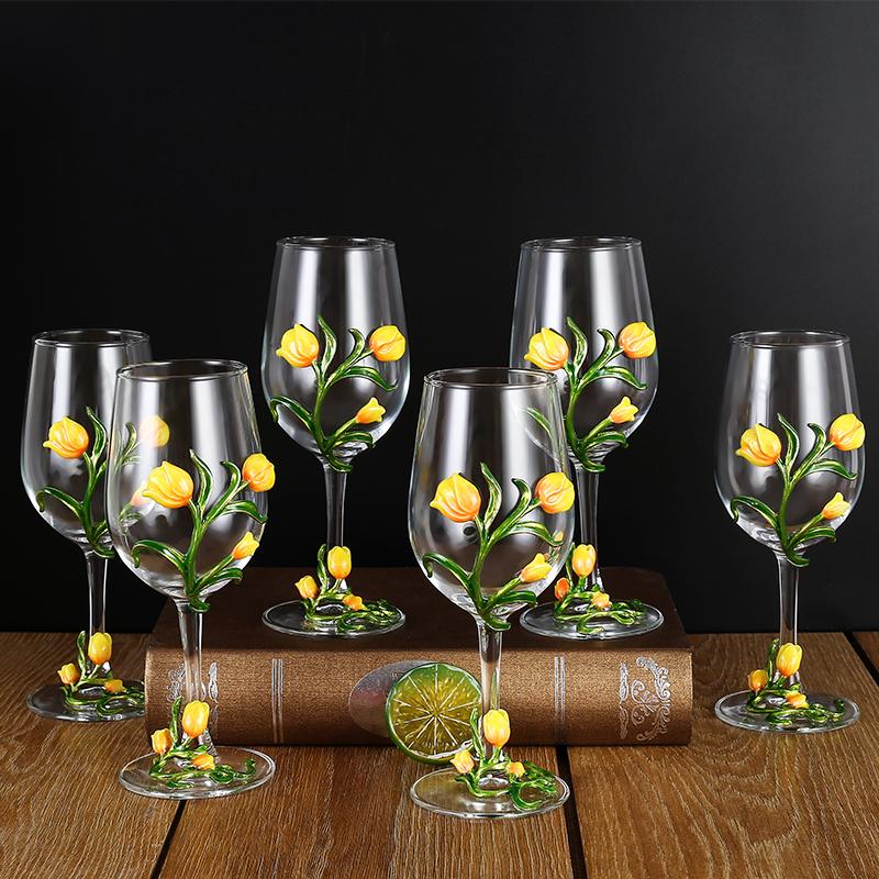 Kovové Skleněné Sklenice na Víno Sada Sklenice na Červené Víno Pohár Karafa Džbán Dávkovač Vína Křišťálové Sklo Sada na Víno Barové Sklo Nápojové Sklo Dárek