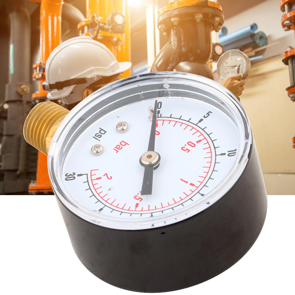 Pressure Gauge 50mm 1Celsius4 BSPT Brass Thread for Fuel   Oil Gas Water (0-15PSI 0-1Bar)