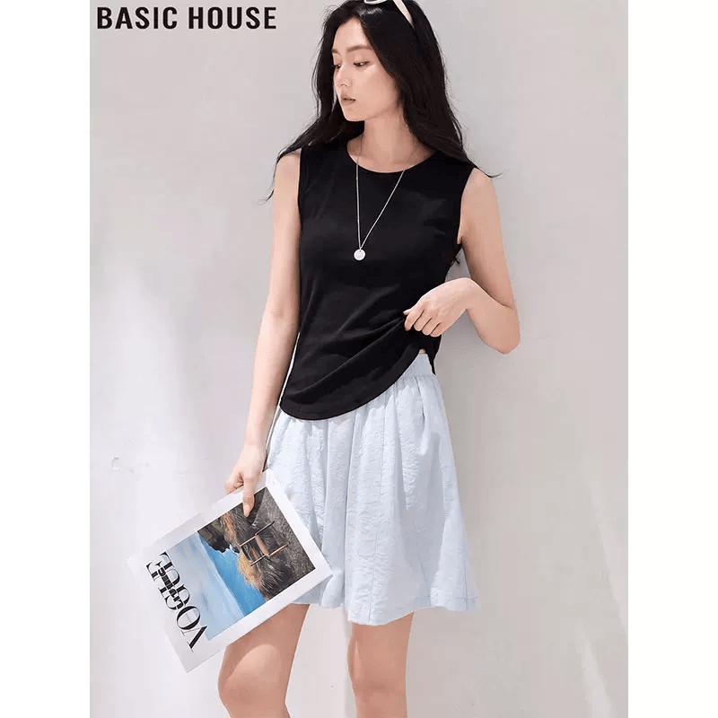 Women s Black Round Neck Sleeveless Vest Top M