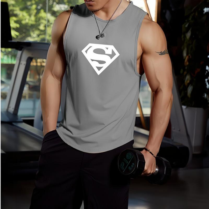 Summer new muscle fitness trend brand quick drying vest, running training, sports gym, breathable sleeveless men's T-shirt