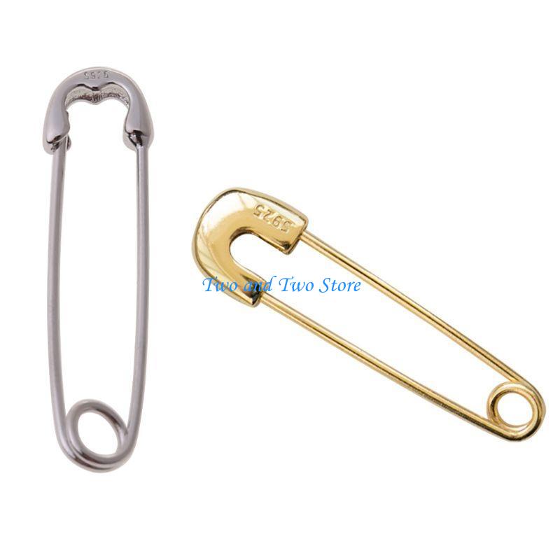 HX6F Fashion Silver Safety Pin Ear Studs All-match Pin Studs Earrings Jewelry Gifts for Men Women Family Friend