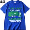 Top Tees Workout For Unisex Oneck Tshirt Cotton Just A Boy Who Loves Garbage Trucks Basic For Unisex Top Tees Plus Size Tshirt