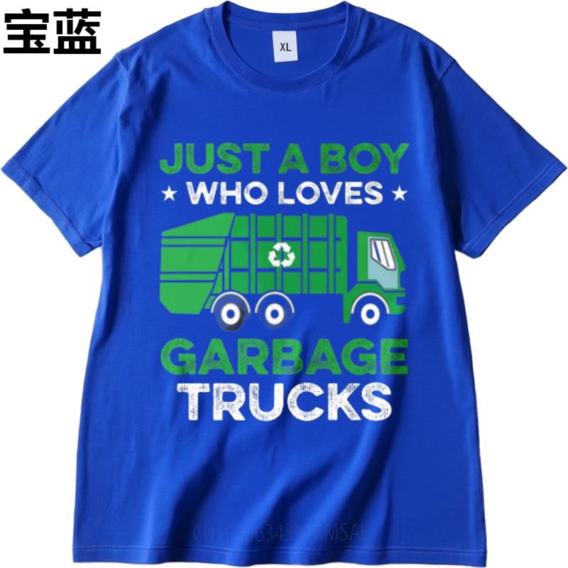 Top Tees Workout For Unisex Oneck Tshirt Cotton Just A Boy Who Loves Garbage Trucks Basic For Unisex Top Tees Plus Size Tshirt