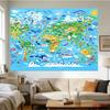 World Animal Ocean Tapestry Wall Hanging Cartoon Continents Pattern Home Decor for Bedroom Living Room Office Party Decoration