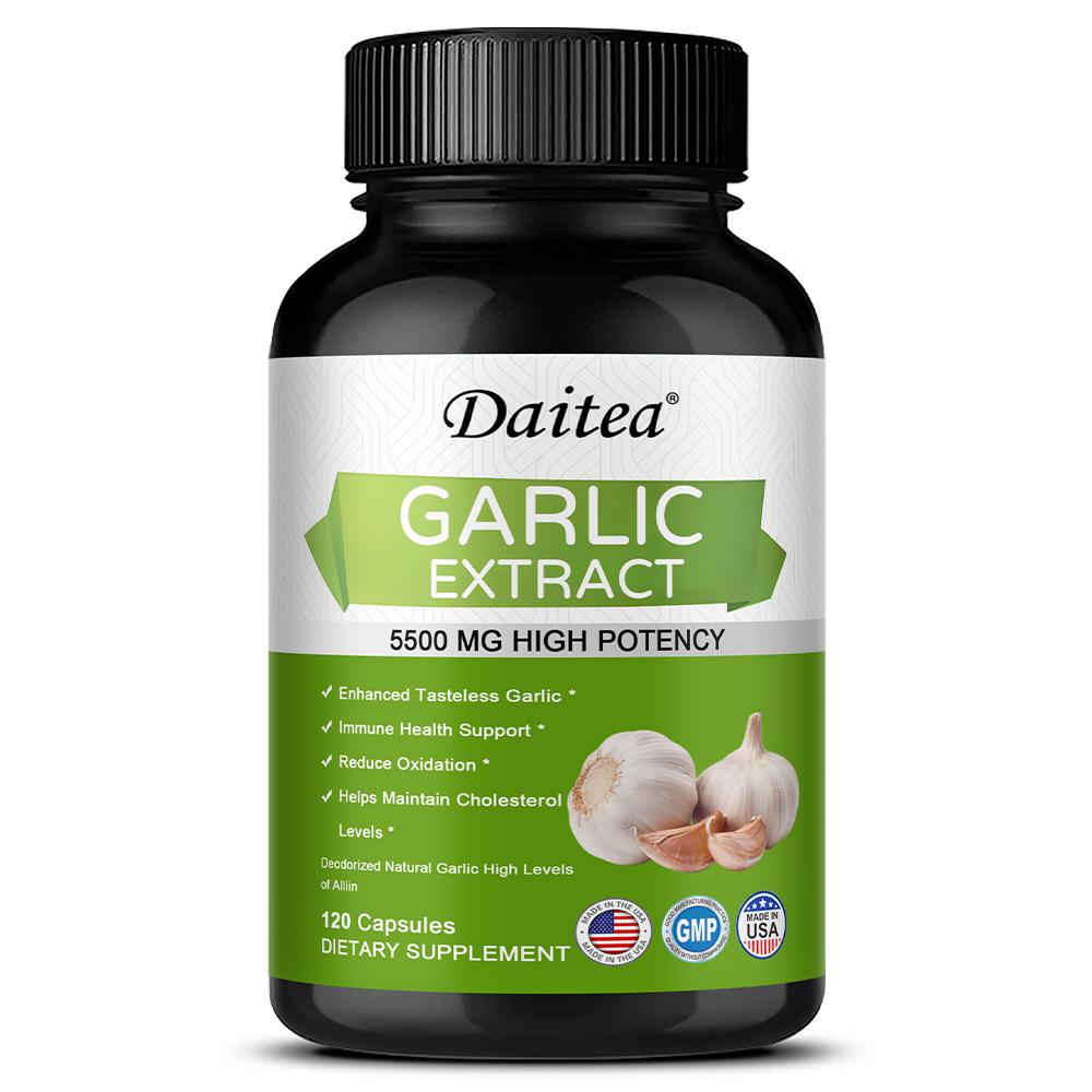 Odorless Garlic Extract 5500mg High Potency Capsules for Immune and Antioxidant Support 120PCS
