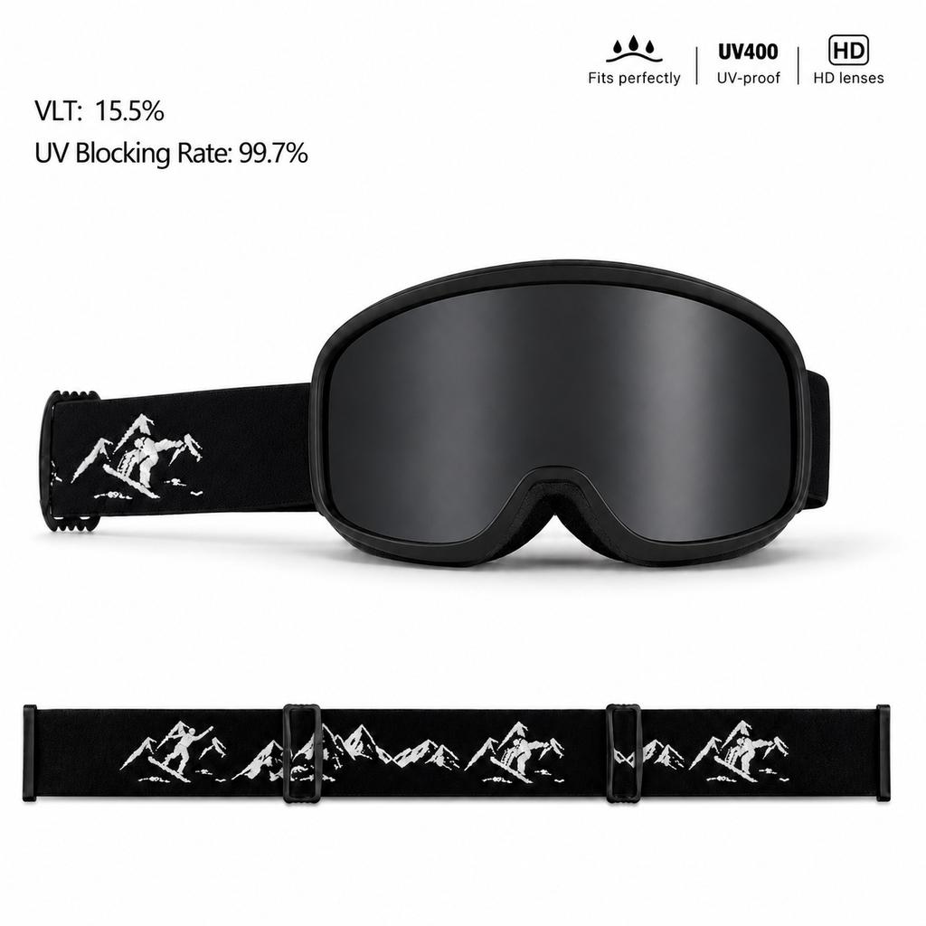 Anti-glare ski goggles with a coated lens, featuring a full-coverage soft sponge design to block wind and sand, suitable for snow climbing, mountain