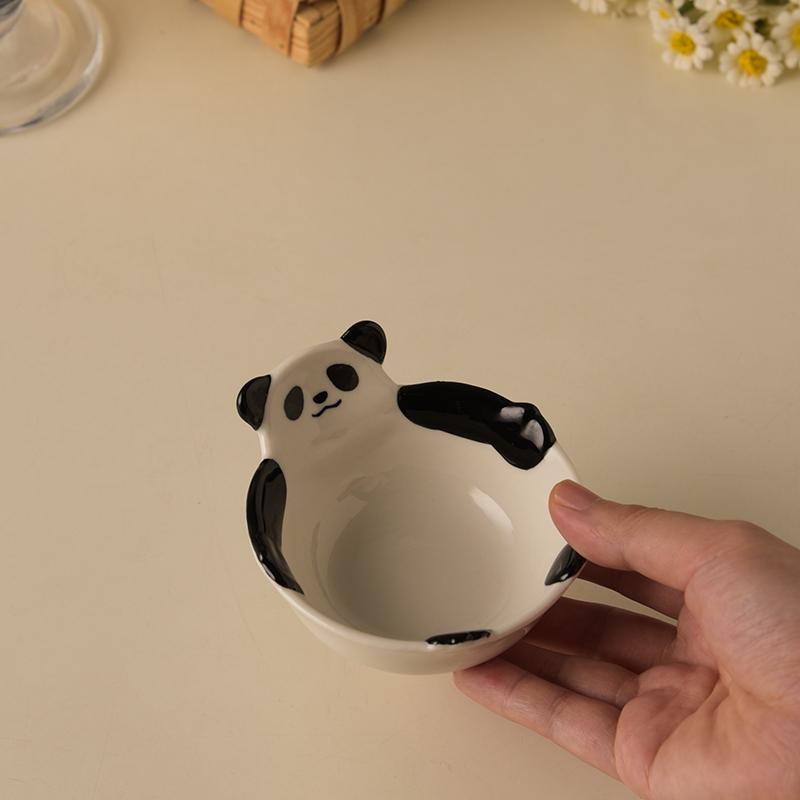 Panda Ceramic Dipping Dish, Cute Shaped Mini Bowl, Steamer Available, Fruit and Snack Bowl, Home and Restaurant Tableware