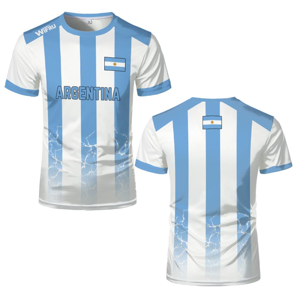 Argentinien Nationalflagge Print T-Shirt Herren Atmungsaktiv Und Schnelltrocknend Trainingsuniform Unisex Lässiges Kurzarm-T-Shirt