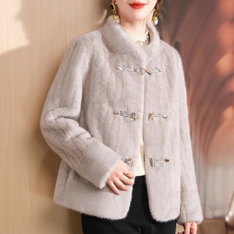Elegant Women s Faux Mink Velvet Jacket 2XL