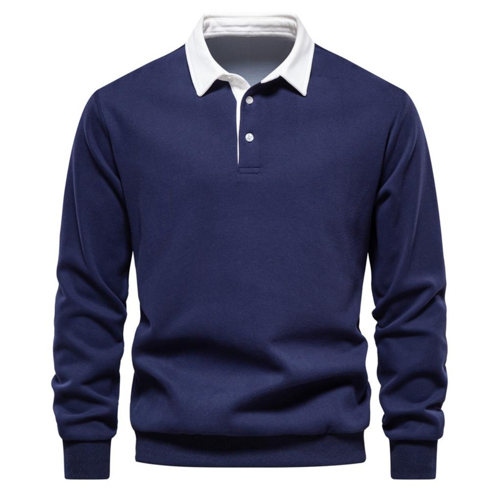 New Autumn Long Sleeve Polo Collar Sweatshirt, Plus Size European Trendy Casual Versatile High Quality Men's Hoodie