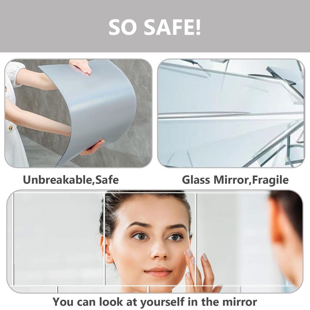 Flexible Self Adhesive Mirror Tiles Bathroom Tile Decal for DIY Projects Various Applications for Creative Interior Use