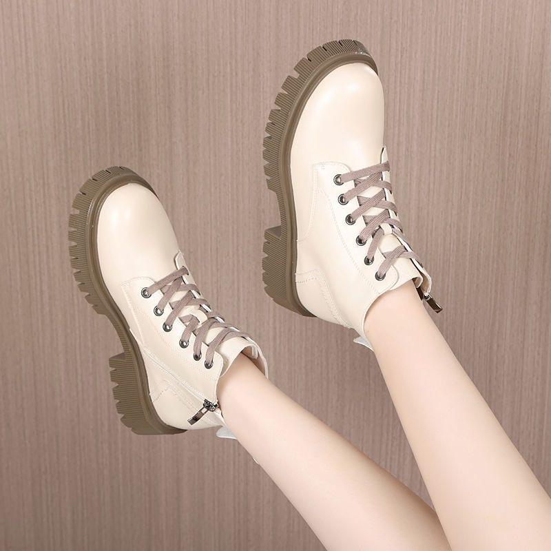 Leather platform Martin boots women's British style 2025 new spring and autumn single boots versatile casual winter short boots