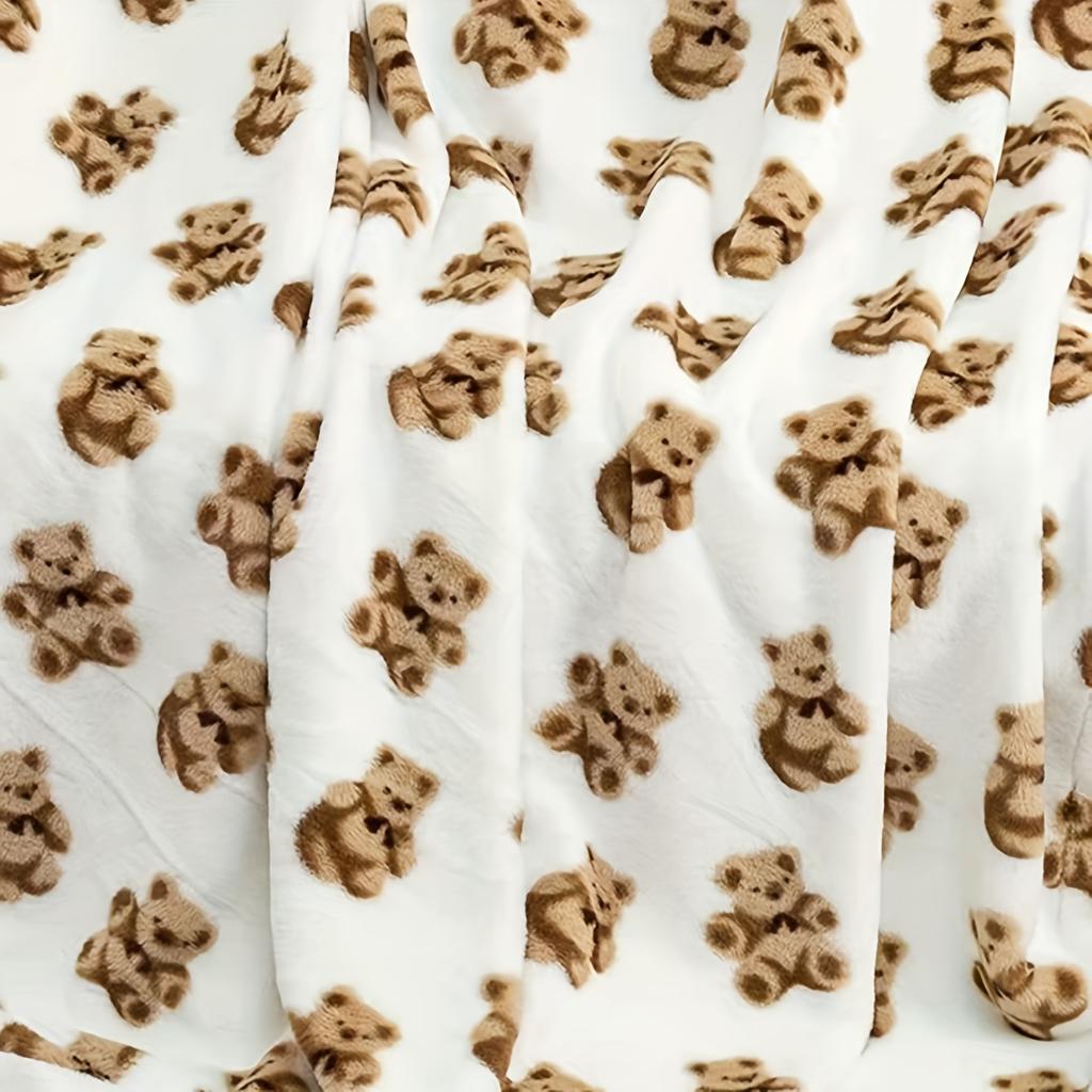 Flannel Bear Blanket Soft Plush Warm Cozy With Cute Bear Print For Sofa Bed Couch Living Room Bedroom Decor Ideal Gift