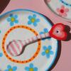 Deulkkot Ceramic Pink Heart Stripe Spoon