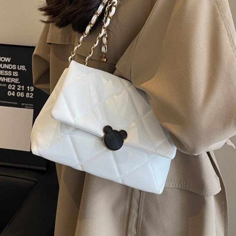 Rhombus Embroidery Thread Small Bag Women's Spring and Summer New Retro Shoulder Armpit Bag Fashion Chain Commuter Messenger Bag