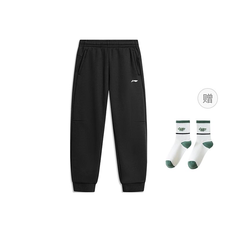 Li Ning Fitness Series Fleece Lined Thermal Fashion Versatile Comfortable Outdoor Running Cuffed Pants AKLUA73-6