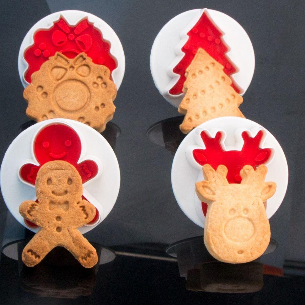 

Pastry Fondant Plastic Stamp Mold Baking Mould Christmas Biscuit Mold 3D Cookie Cutter