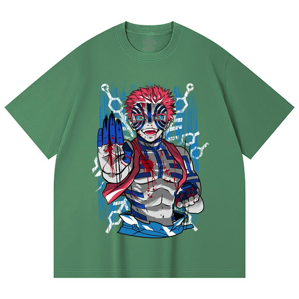 230 Gsm 100% Cotton Demon Slayer V79 Akaza Print Unisex Heavy Cotton T Shirt
