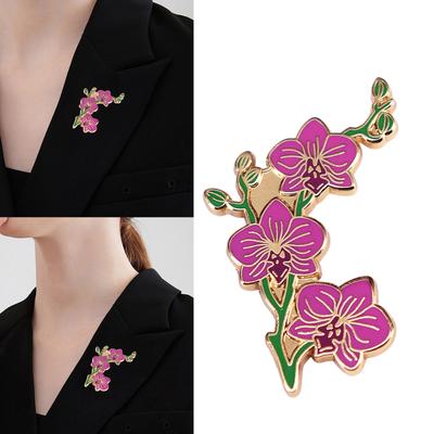 Elegant Orchid Enamel Brooch Featuring Exquisite Craftsmanship Flower Lapel Pin Women Jewelry Metal Texture for Women