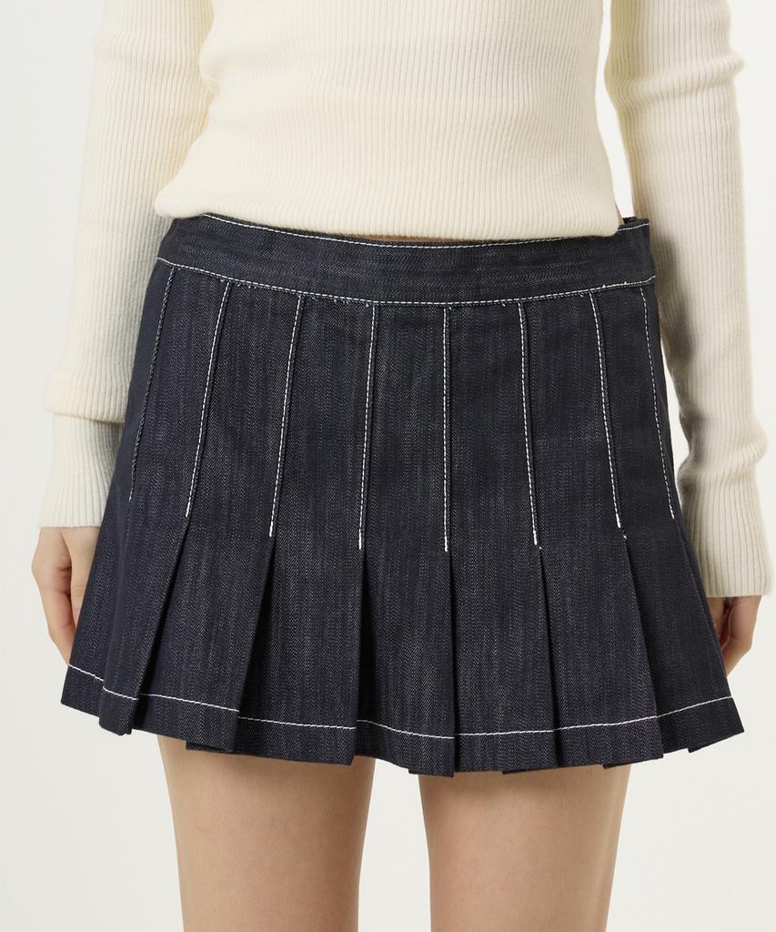 Unknown Planet Pleated Mini Skirt Indigo