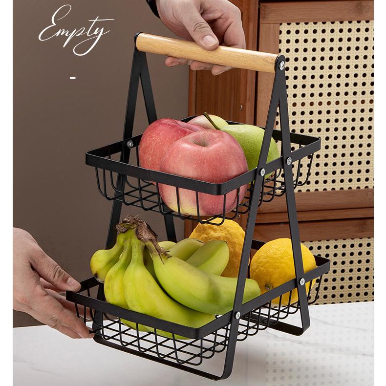 No Assembly Desktop Multi Tier Fruit Storage Basket Standing Organizer