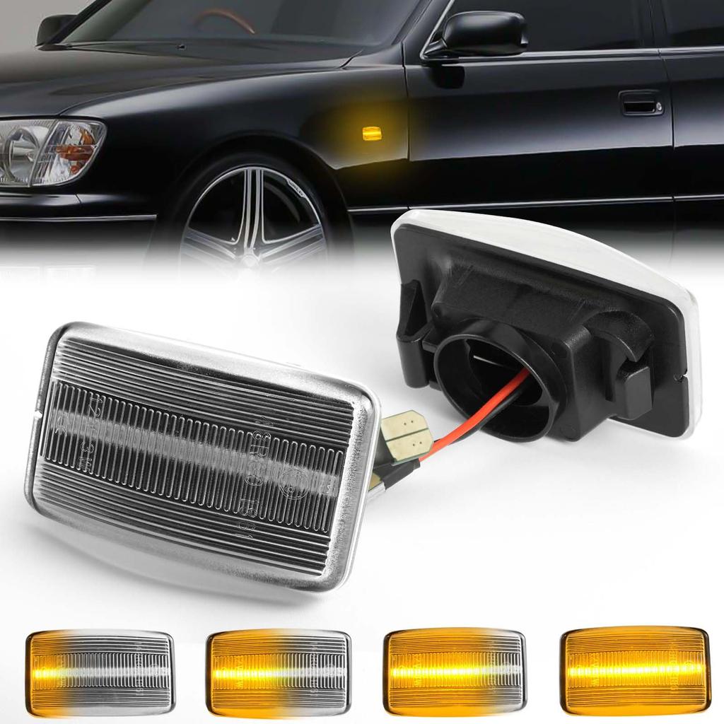 NEIFILES Side Marker Lamps for Toyota Land Cruiser 80 Corolla and Lexus Flowing Turn Front Bumper Fender High Brightness Series, Wagon, LS400,