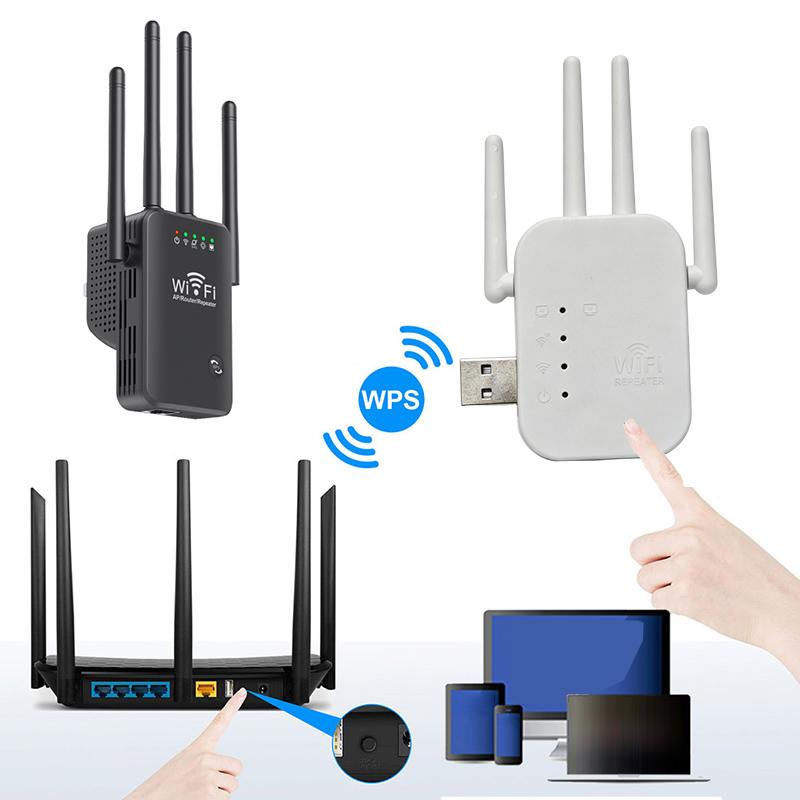 

Wifi Extenders Signal Booster 2.4G Wireless Wifi Internet Repeater 300Mbps 4 Antenna Long Range With Ethernet Port For Home чорний
